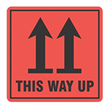 THIS WAY UP Printed Label Black on Orange 99mm x 99mm  500 Labels Roll